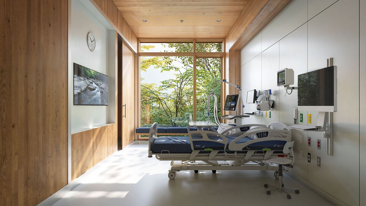 Modern hospital ward with medical equipment